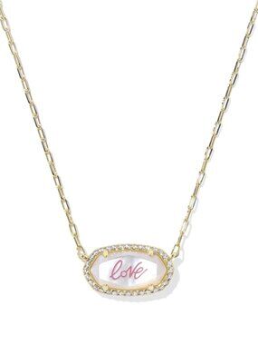 Elisa Pave Frame Gold Short Pendant Necklace